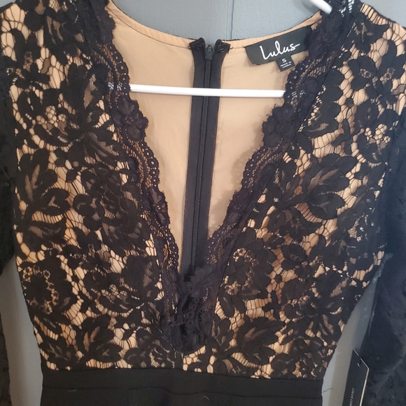 Long Sleeve Lace Mini Small Bodycon Night Out Dress - Picture 5 of 7